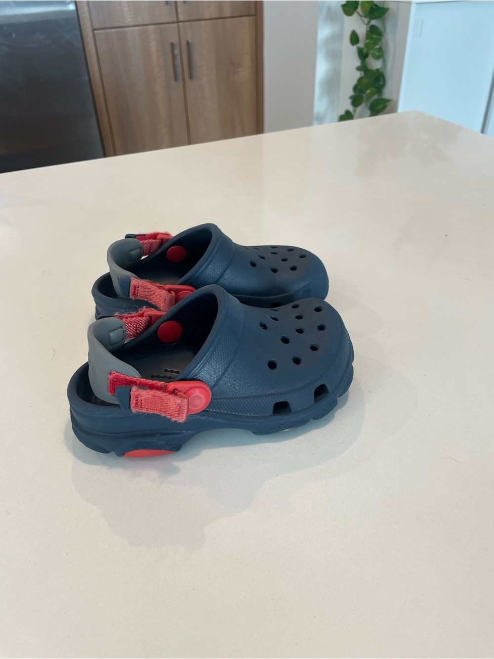 CROCS Kids Classic Clog in Navy with Pink Strap